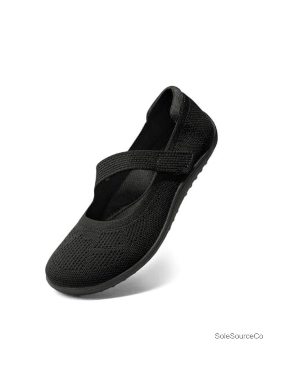 Women's Mary Jane Flats Wide Toe Box Knit Slip On Adjustable Strap Comfortable